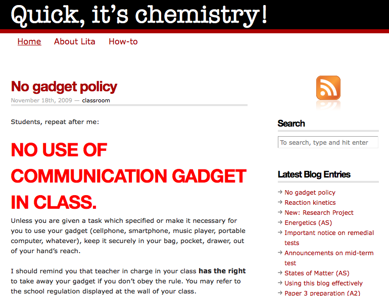 Blog guru lain: Quick, It's Chemistry